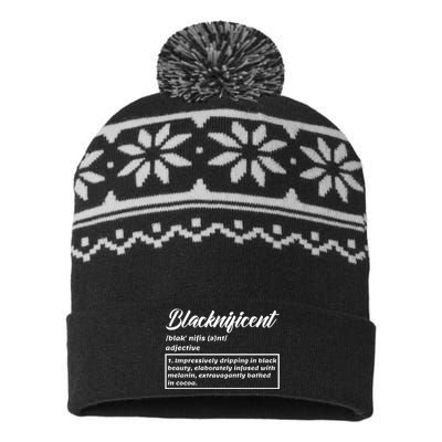 Funny Blacknificent Black History Month Gift USA-Made Snowflake Beanie