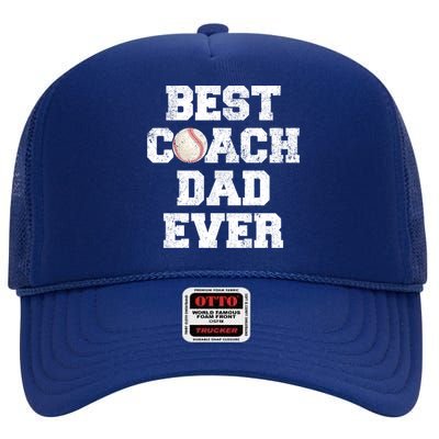 Funny Best Baseball Coach Dad Ever Father's Day Baseball Dad Gift High Crown Mesh Back Trucker Hat