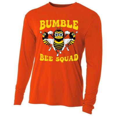 Funny Bumble Bee Design For Women Bee Squad Buddies Cooling Performance Long Sleeve Crew