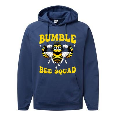 Funny Bumble Bee Design For Women Bee Squad Buddies Performance Fleece Hoodie