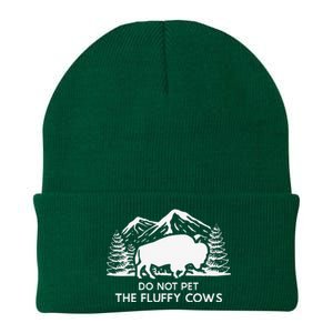 Funny Buffalo Bison Do Not Pet The Fluffy Cow Knit Cap Winter Beanie