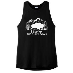 Funny Buffalo Bison Do Not Pet The Fluffy Cow Ladies PosiCharge Tri-Blend Wicking Tank