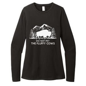 Funny Buffalo Bison Do Not Pet The Fluffy Cow Womens CVC Long Sleeve Shirt