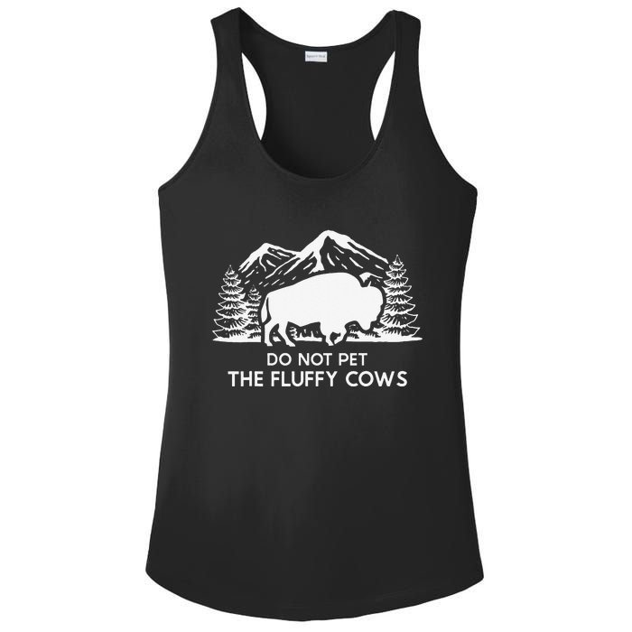 Funny Buffalo Bison Do Not Pet The Fluffy Cow Ladies PosiCharge Competitor Racerback Tank