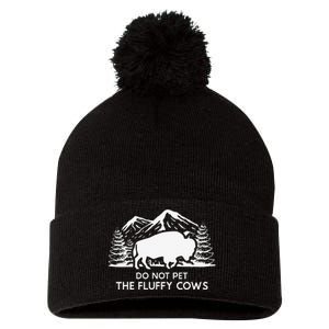 Funny Buffalo Bison Do Not Pet The Fluffy Cow Pom Pom 12in Knit Beanie