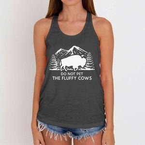 Funny Buffalo Bison Do Not Pet The Fluffy Cow Women's Knotted Racerback Tank