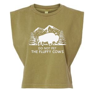 Funny Buffalo Bison Do Not Pet The Fluffy Cow Garment-Dyed Women's Muscle Tee