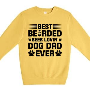 Funny Best Bearded Beer Lovin Dog Dad Slogan Premium Crewneck Sweatshirt