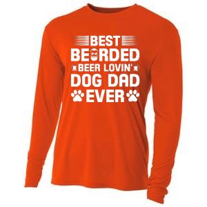 Funny Best Bearded Beer Lovin Dog Dad Slogan Cooling Performance Long Sleeve Crew