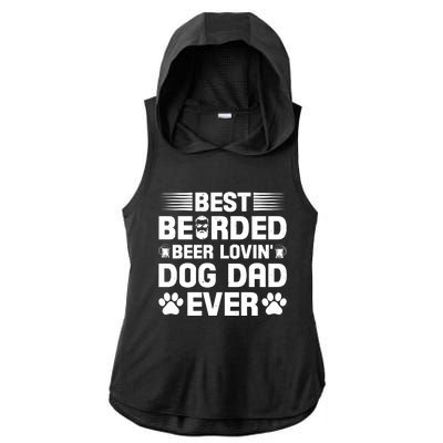 Funny Best Bearded Beer Lovin Dog Dad Slogan Ladies PosiCharge Tri-Blend Wicking Draft Hoodie Tank