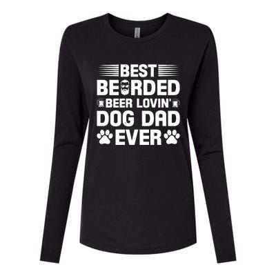 Funny Best Bearded Beer Lovin Dog Dad Slogan Womens Cotton Relaxed Long Sleeve T-Shirt