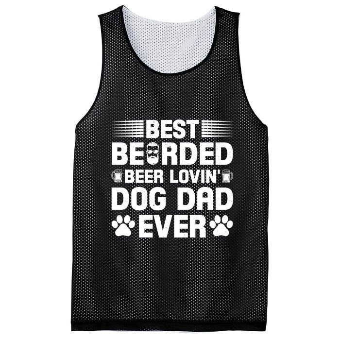 Funny Best Bearded Beer Lovin Dog Dad Slogan Mesh Reversible Basketball Jersey Tank
