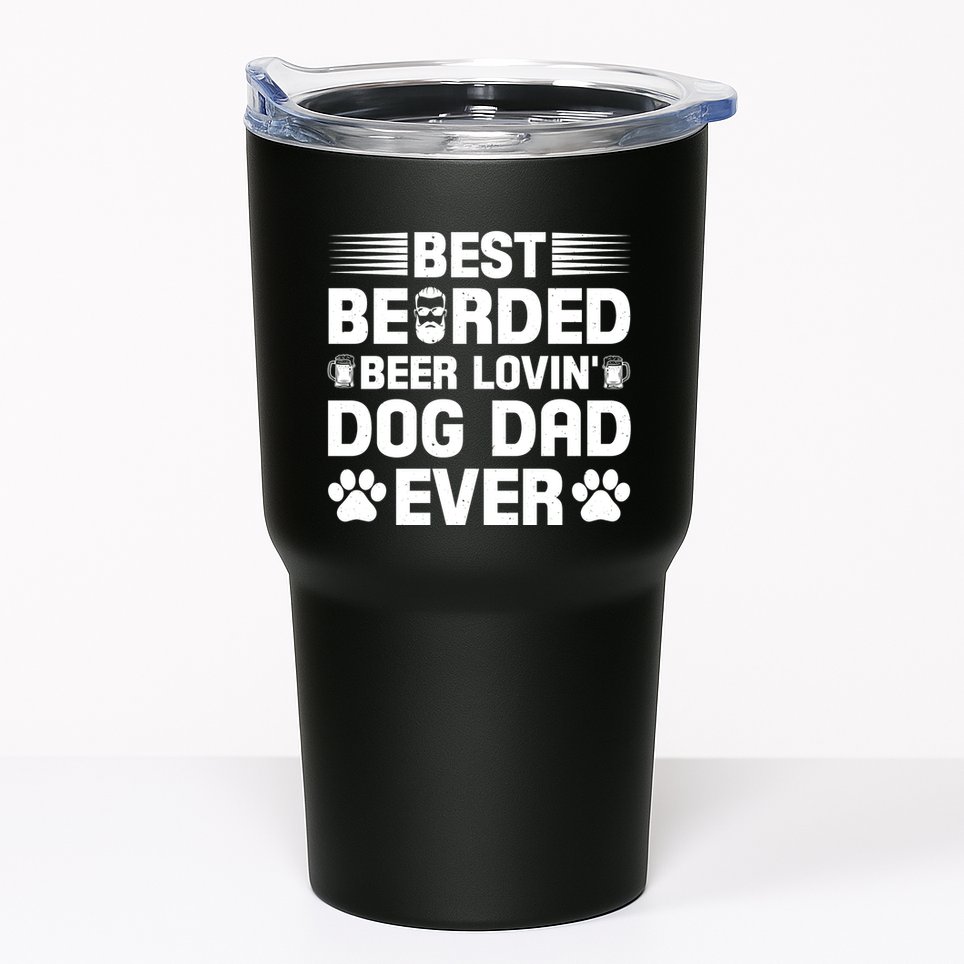Funny Best Bearded Beer Lovin Dog Dad Slogan Tumbler