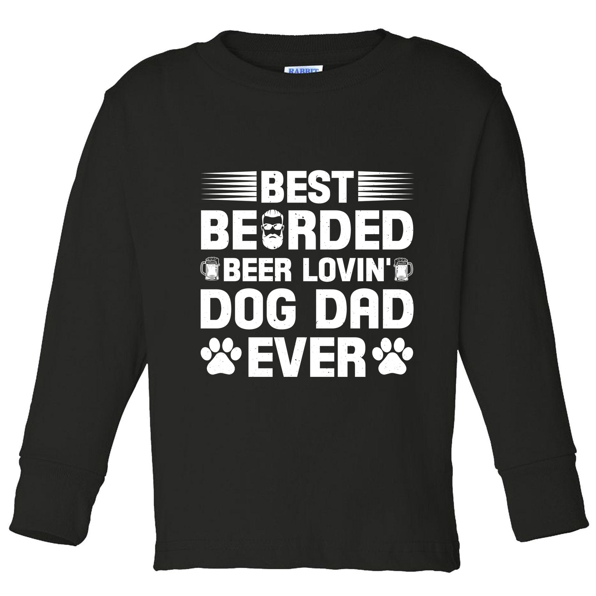 Funny Best Bearded Beer Lovin Dog Dad Slogan Toddler Long Sleeve Shirt