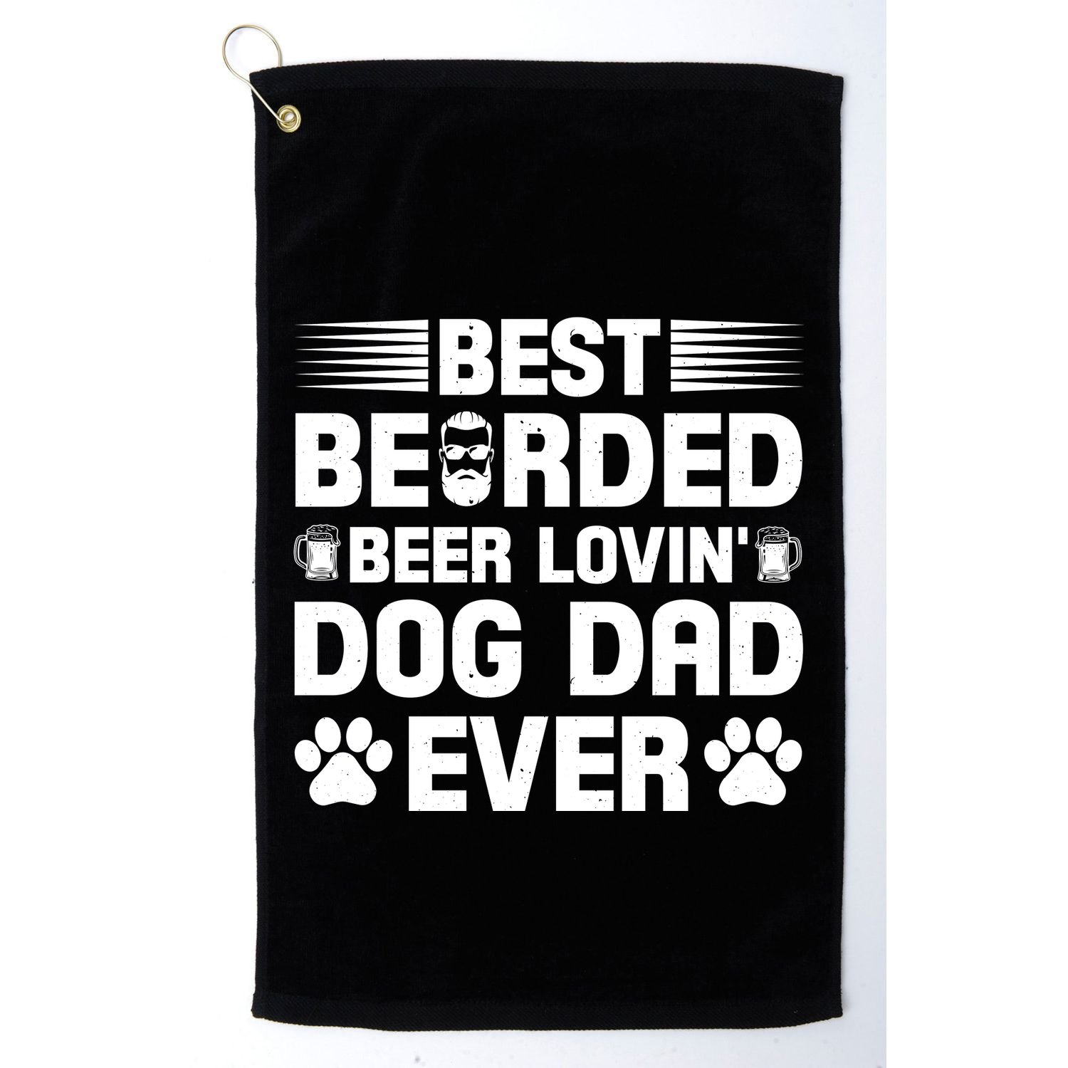Funny Best Bearded Beer Lovin Dog Dad Slogan Golf Towel