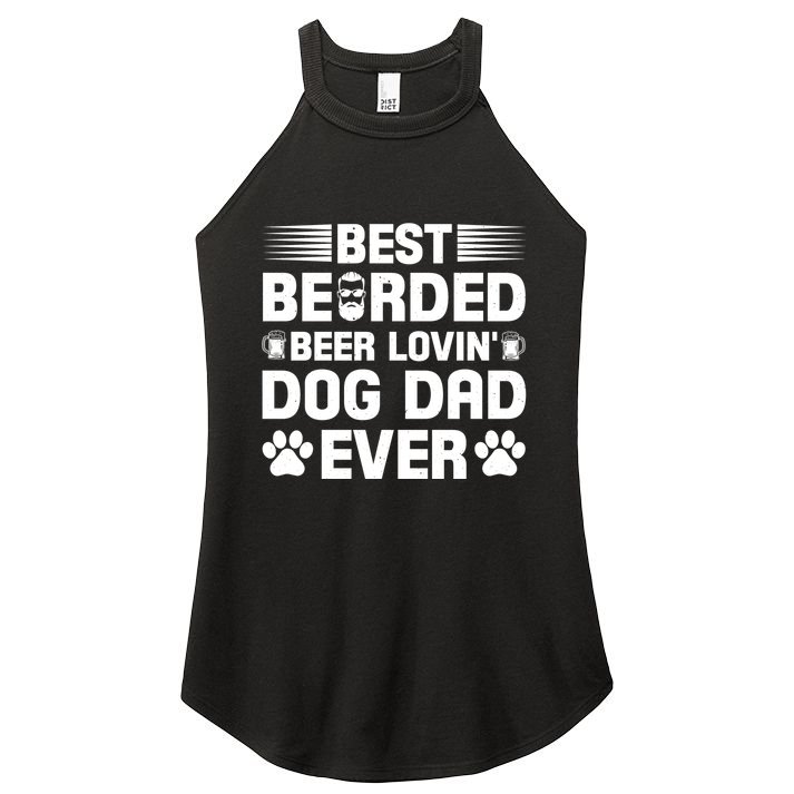 Funny Best Bearded Beer Lovin Dog Dad Slogan Women's Perfect Tri Rocker Tank