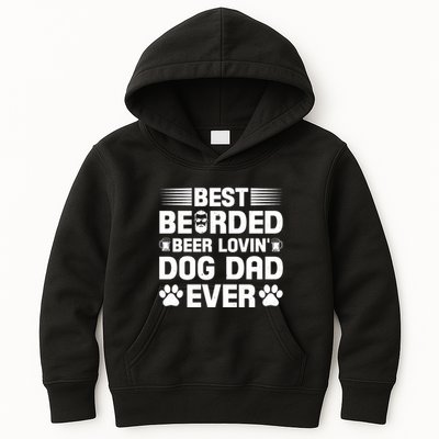 Funny Best Bearded Beer Lovin Dog Dad Slogan Kids Hoodie