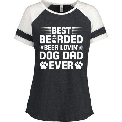 Funny Best Bearded Beer Lovin Dog Dad Slogan Enza Ladies Jersey Colorblock Tee