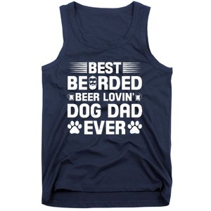 Funny Best Bearded Beer Lovin Dog Dad Slogan Tank Top