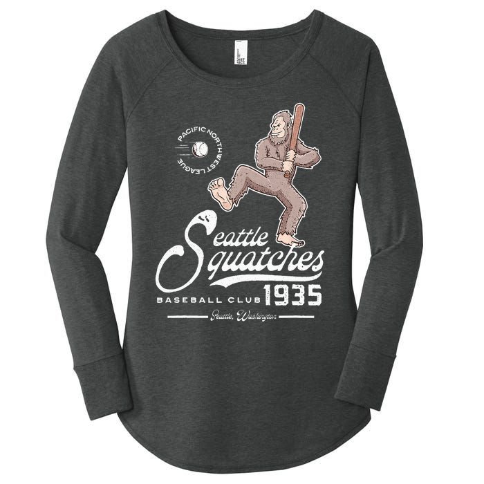 Funny Bigfoot Baseball Seatlle Squatches for Baseball Fan Women's Perfect Tri Tunic Long Sleeve Shirt