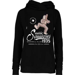 Funny Bigfoot Baseball Seatlle Squatches for Baseball Fan Womens Funnel Neck Pullover Hood