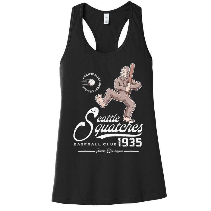 Funny Bigfoot Baseball Seatlle Squatches for Baseball Fan Women's Racerback Tank