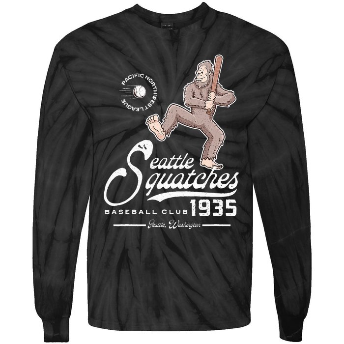 Funny Bigfoot Baseball Seatlle Squatches for Baseball Fan Tie-Dye Long Sleeve Shirt