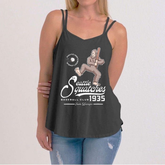 Funny Bigfoot Baseball Seatlle Squatches for Baseball Fan Women's Strappy Tank