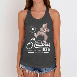 Funny Bigfoot Baseball Seatlle Squatches for Baseball Fan Women's Knotted Racerback Tank