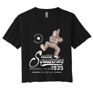 Funny Bigfoot Baseball Seatlle Squatches for Baseball Fan Women's Crop Top Tee