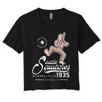 Funny Bigfoot Baseball Seatlle Squatches for Baseball Fan Women's Crop Top Tee