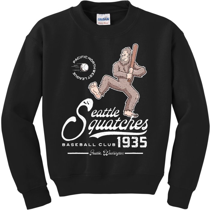 Funny Bigfoot Baseball Seatlle Squatches for Baseball Fan Kids Sweatshirt