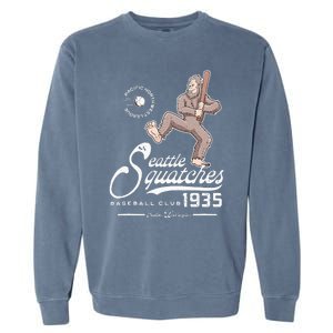 Funny Bigfoot Baseball Seatlle Squatches for Baseball Fan Garment-Dyed Sweatshirt