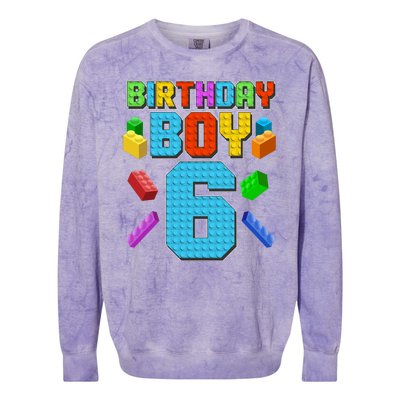 Funny Birthday Boy 6th Birthday Lego Master Builder Colorblast Crewneck Sweatshirt