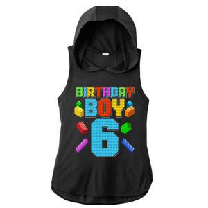 Funny Birthday Boy 6th Birthday Lego Master Builder Ladies PosiCharge Tri-Blend Wicking Draft Hoodie Tank