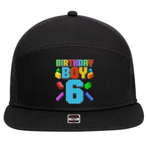 Funny Birthday Boy 6th Birthday Lego Master Builder 7 Panel Mesh Trucker Snapback Hat