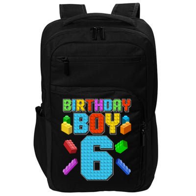 Funny Birthday Boy 6th Birthday Lego Master Builder Impact Tech Backpack