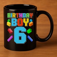 Funny Birthday Boy 6th Birthday Lego Master Builder 11oz C Handle Ceramic Mug