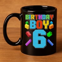 Funny Birthday Boy 6th Birthday Lego Master Builder 11oz C Handle Ceramic Mug