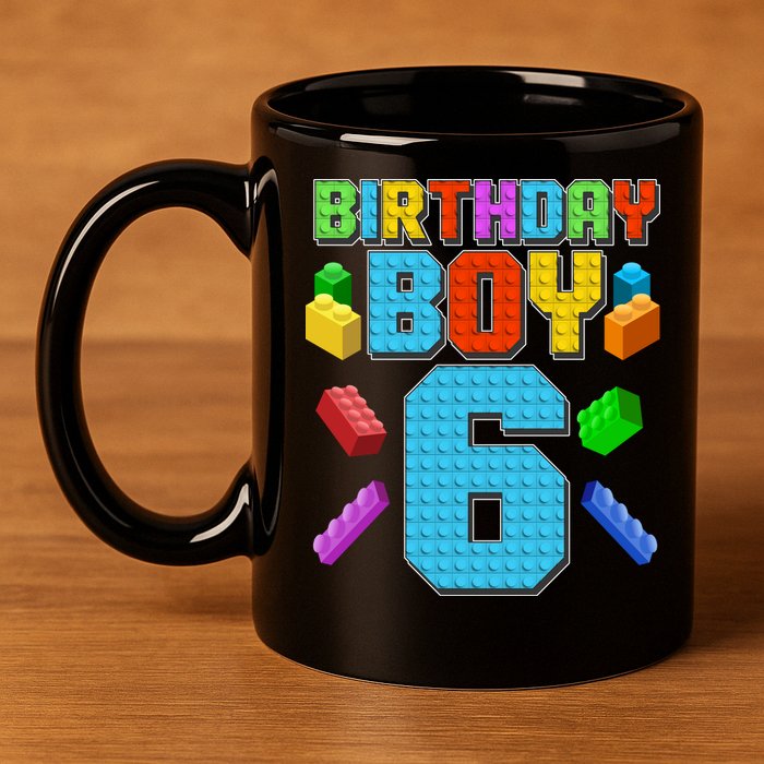 Funny Birthday Boy 6th Birthday Lego Master Builder 11oz C Handle Ceramic Mug