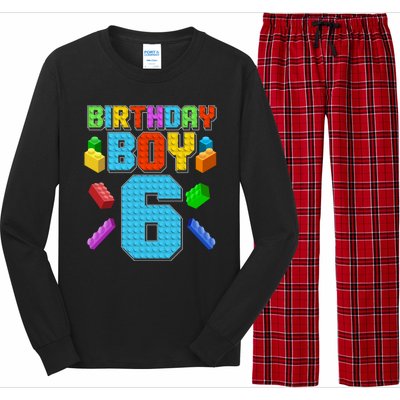 Funny Birthday Boy 6th Birthday Lego Master Builder Long Sleeve Pajama Set