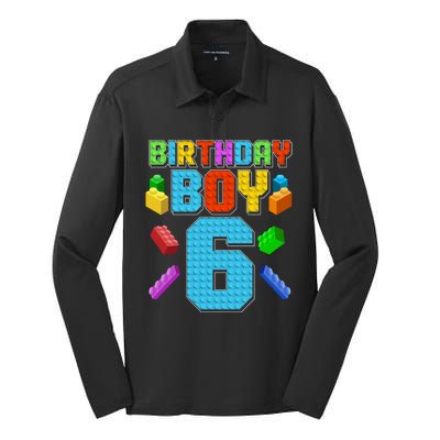 Funny Birthday Boy 6th Birthday Lego Master Builder Silk Touch Performance Long Sleeve Polo