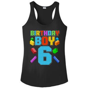 Funny Birthday Boy 6th Birthday Lego Master Builder Ladies PosiCharge Competitor Racerback Tank