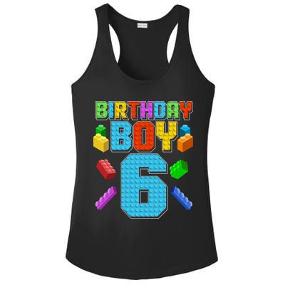 Funny Birthday Boy 6th Birthday Lego Master Builder Ladies PosiCharge Competitor Racerback Tank