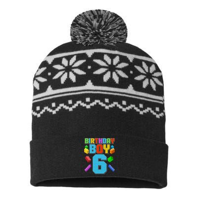 Funny Birthday Boy 6th Birthday Lego Master Builder USA-Made Snowflake Beanie