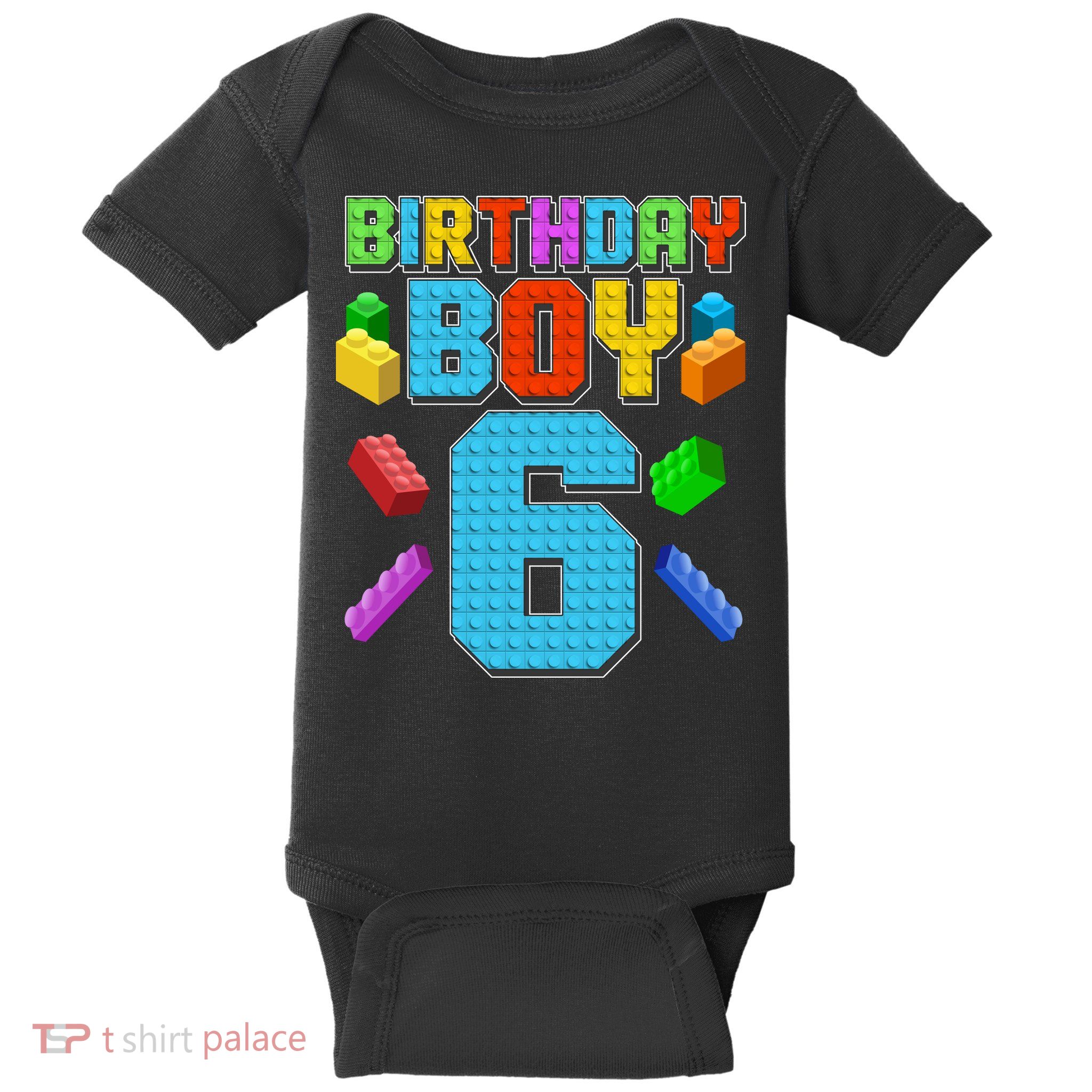 Funny Birthday Boy 6th Birthday Lego Master Builder Baby Bodysuit