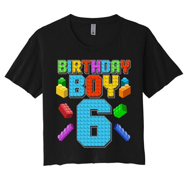 Funny Birthday Boy 6th Birthday Lego Master Builder Women's Crop Top Tee