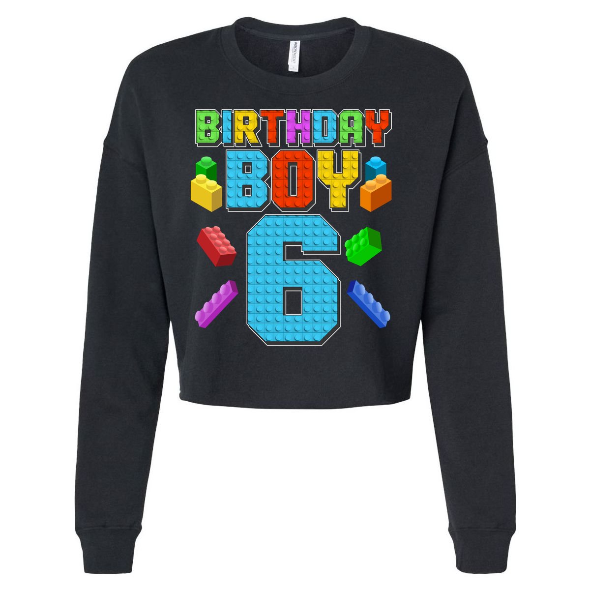 Funny Birthday Boy 6th Birthday Lego Master Builder Cropped Pullover Crew
