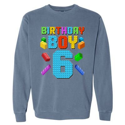 Funny Birthday Boy 6th Birthday Lego Master Builder Garment-Dyed Sweatshirt