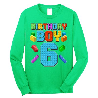 Funny Birthday Boy 6th Birthday Lego Master Builder Long Sleeve Shirt